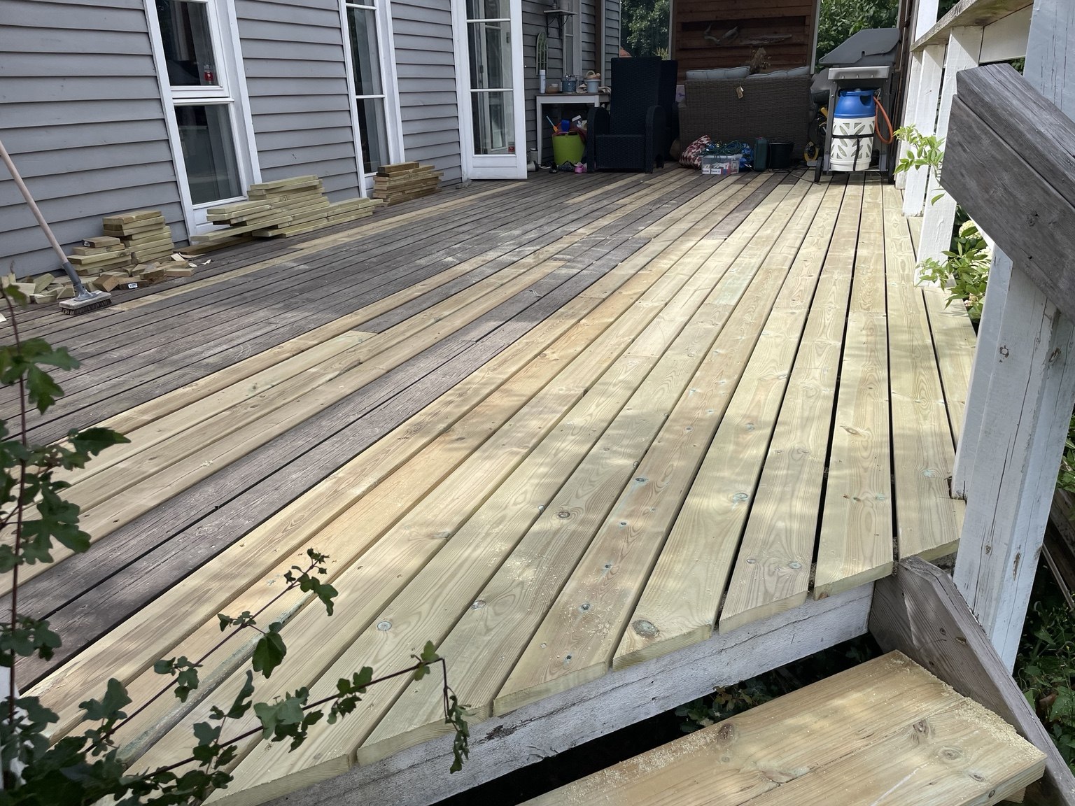 Terrasse under udskiftning